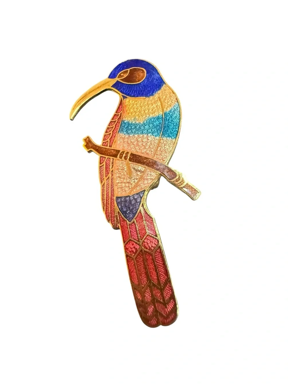 Vintage Cloisonné Toucan Brooch Colorful Enamel Tropical Bird Pin